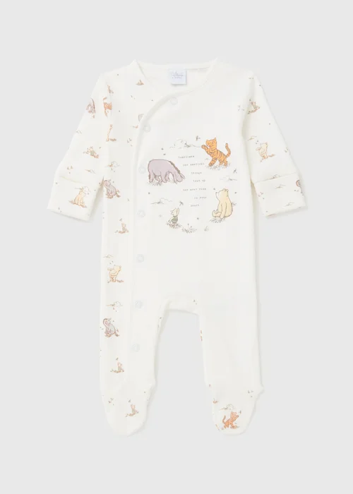 Disney Winnie The Pooh Baby Cream Sleepsuit (Newborn-12mths) - Newborn Image 1