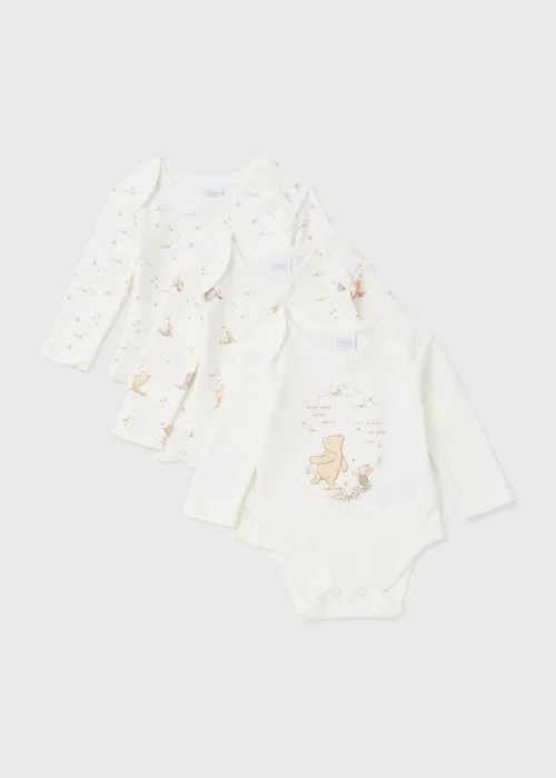 3 Pack Disney Winnie The Pooh Baby Cream Sleepsuits (Tiny Baby-18mths) - 0-3 months Image 1