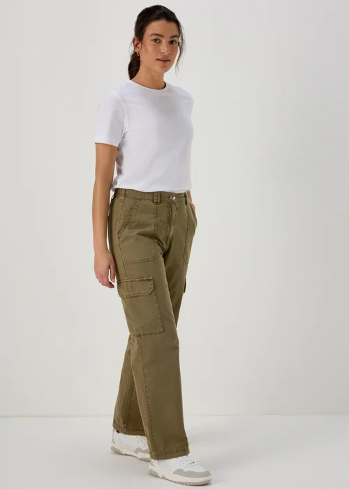Khaki Cargo Trousers - Size 8 Image 4