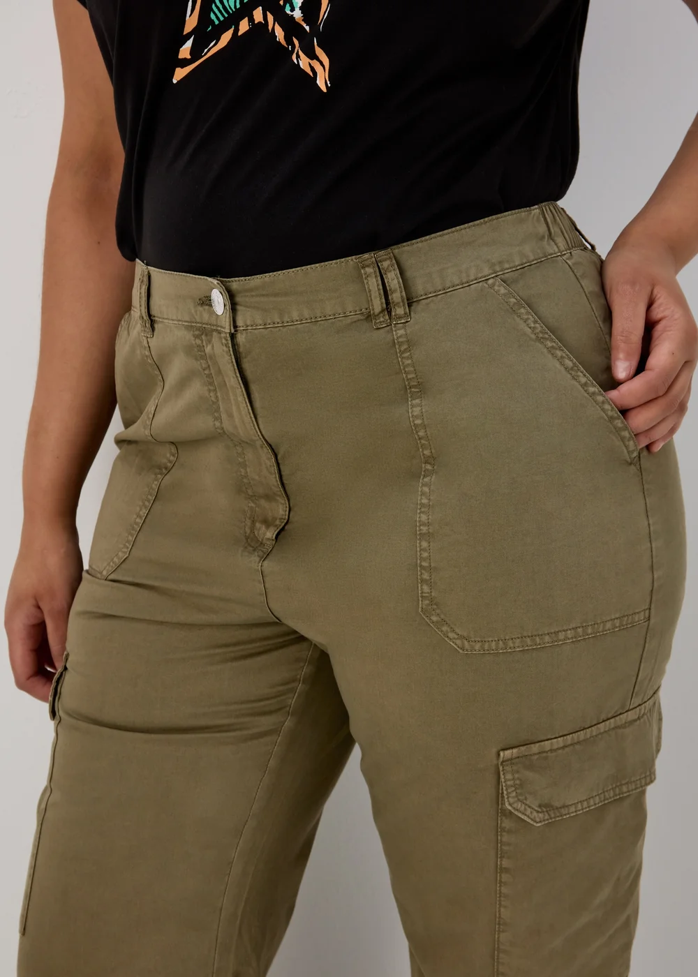 Khaki Cargo Trousers - Size 8 Image 5