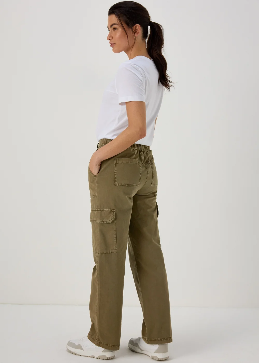 Khaki Cargo Trousers - Size 8 Image 2