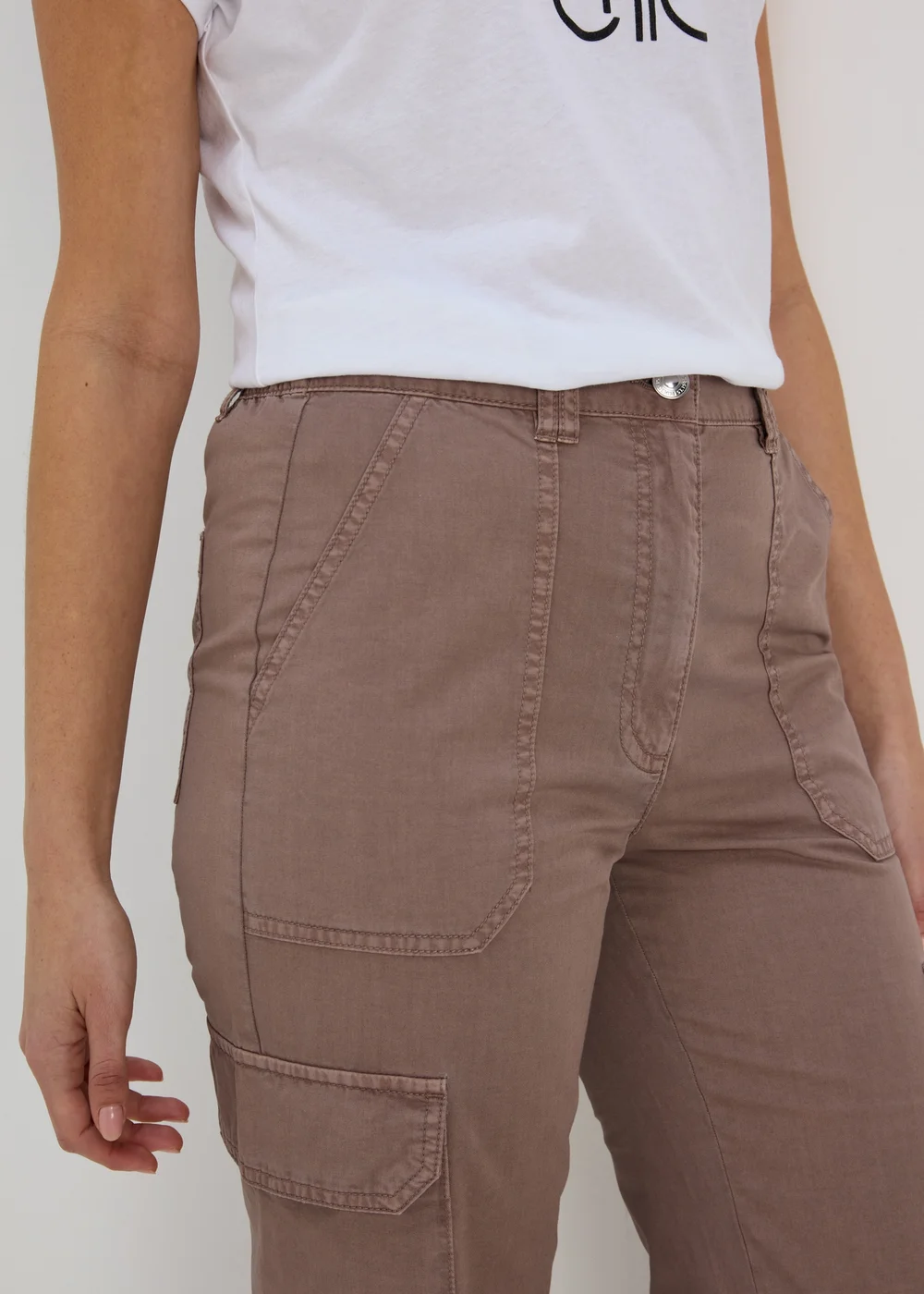 Taupe Straight Leg Cargo Pants - 8 Image 3