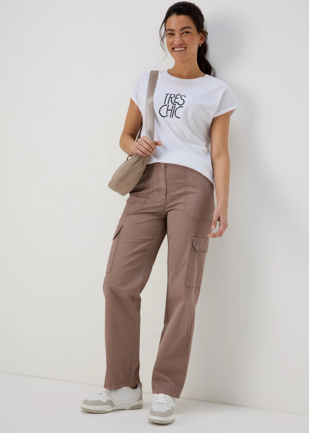Taupe Straight Leg Cargo Pants - 8 Image 1