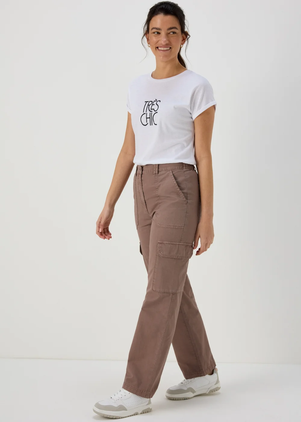 Taupe Straight Leg Cargo Pants - 8 Image 4