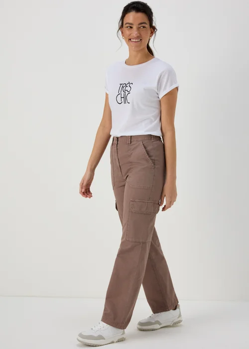 Taupe Straight Leg Cargo Pants - 8 Image 4