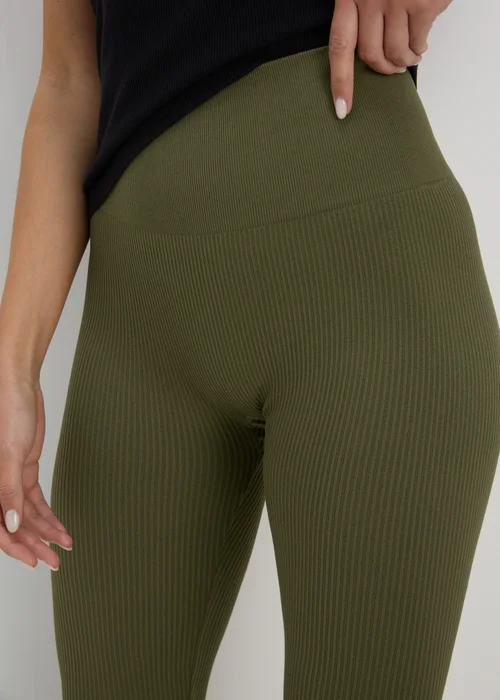 Khaki Seamless Leggings - S Image 3