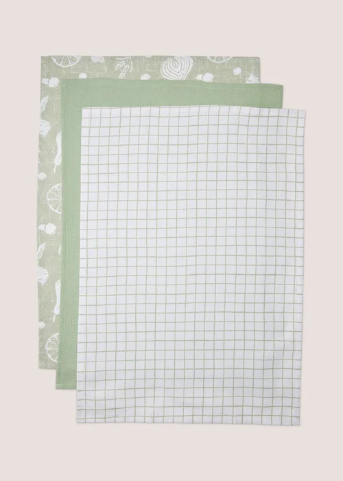 3 Pack Green Spring Harvest Tea Towels Image 1