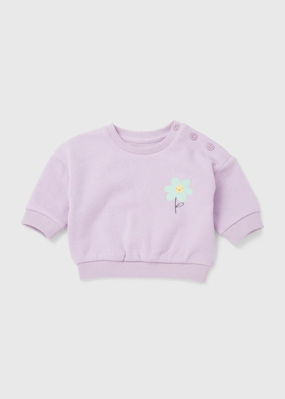 Baby Lilac Flower Print Sweatshirt (Newborn-23mths) - 0-3 months Image 1