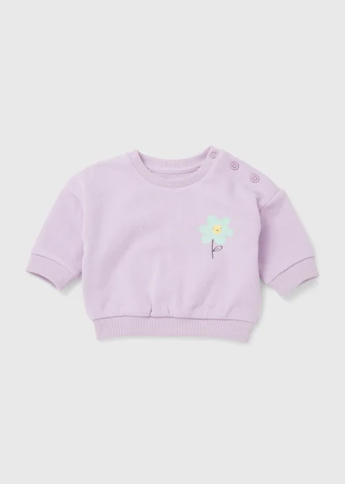 Baby Lilac Flower Print Sweatshirt (Newborn-23mths) - 0-3 months Image 1