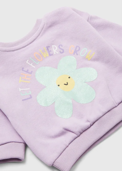 Baby Lilac Flower Print Sweatshirt (Newborn-23mths) - 0-3 months Image 2