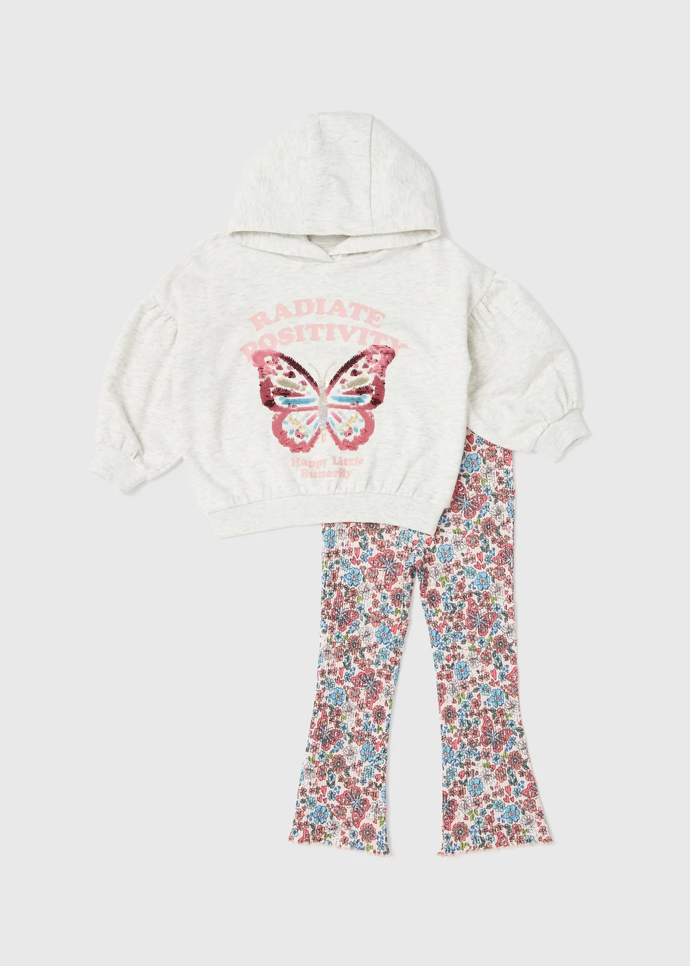 Girls Butterfly Hoodie And Flared Leggings Set (1-7yrs) - 1-1.5 Yrs Image 1