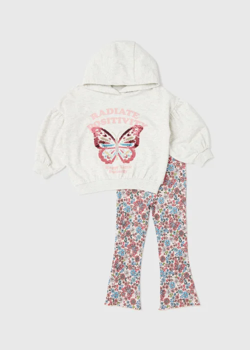 Girls Butterfly Hoodie And Flared Leggings Set (1-7yrs) - 1-1.5 Yrs Image 1