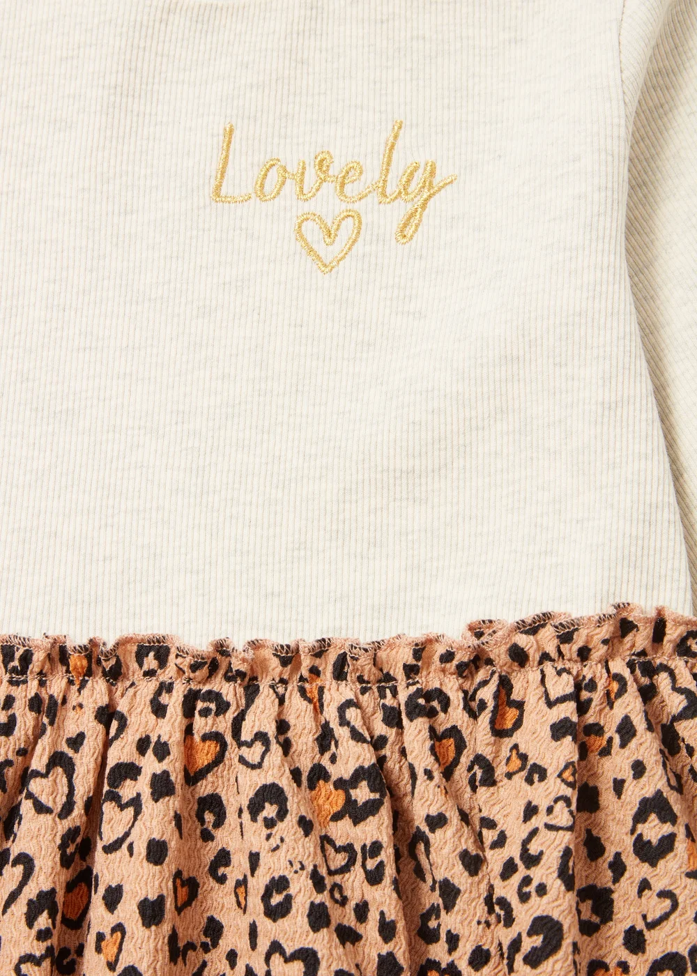 Girls Cream Leopard Dress Set (1-7yrs) - 1-1.5 Yrs Image 2