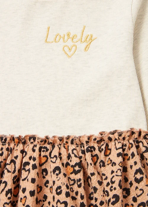 Girls Cream Leopard Dress Set (1-7yrs) - 1-1.5 Yrs Image 2