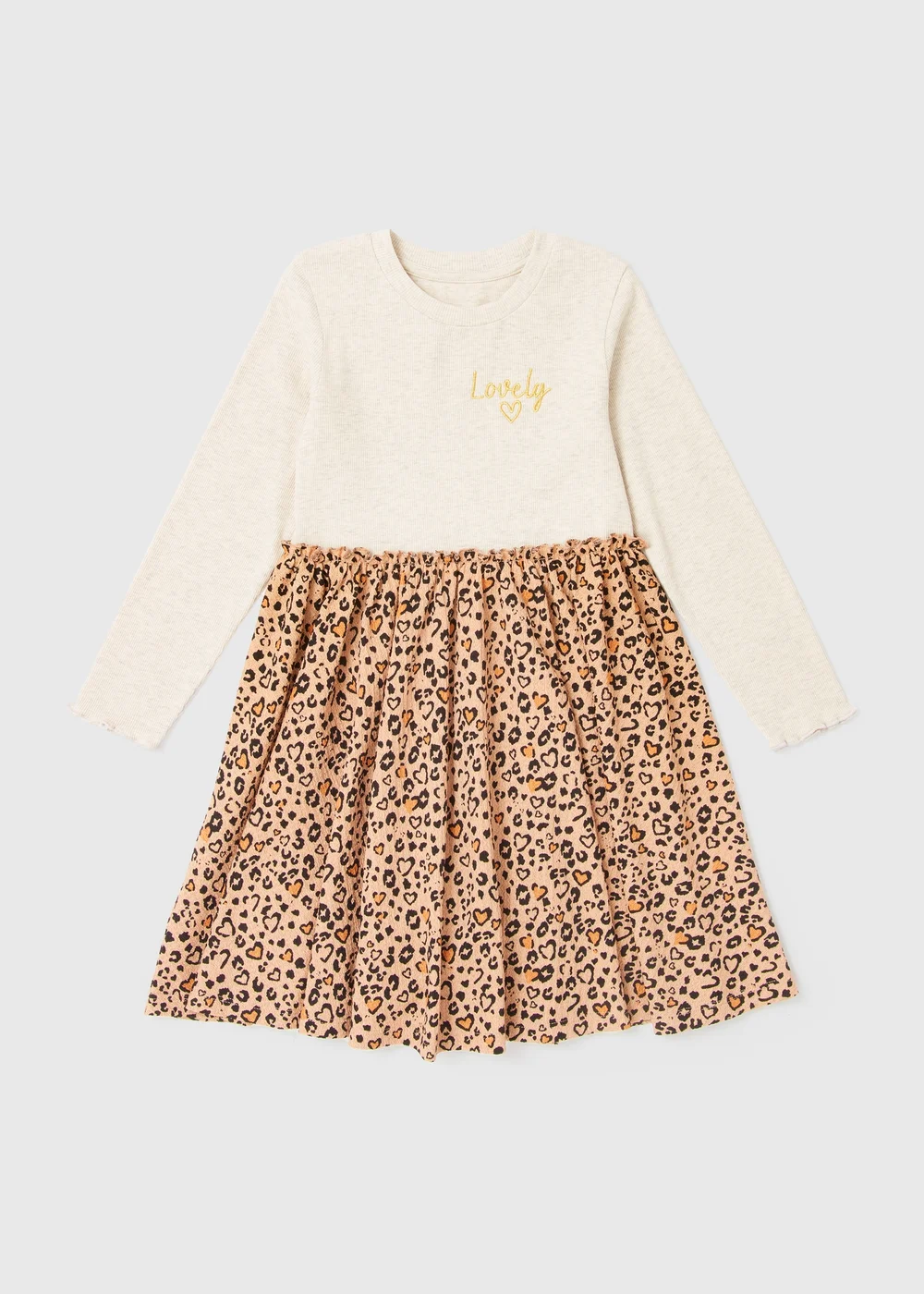 Girls Cream Leopard Dress Set (1-7yrs) - 1-1.5 Yrs Image 1