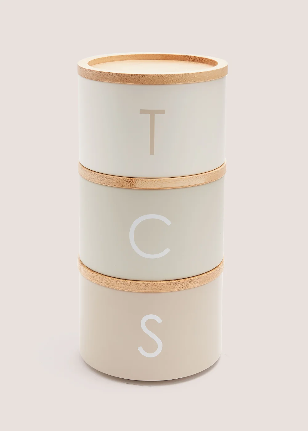 Neutral Metal Tea Coffee & Sugar Stackable Canisters Image 1