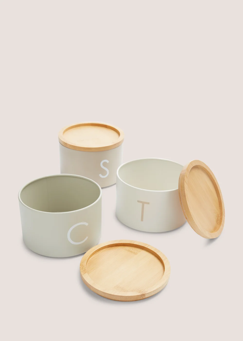 Neutral Metal Tea Coffee & Sugar Stackable Canisters Image 2