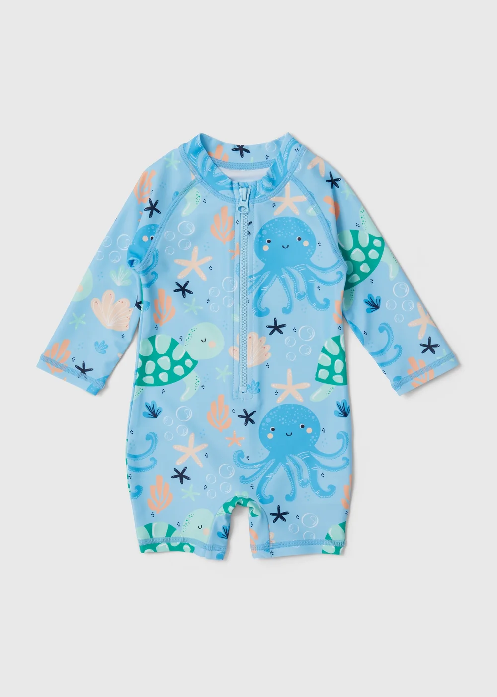 Baby Blue Ocean Long Sleeve Swimsuit (0-23mths) - 0-3 months Image 1