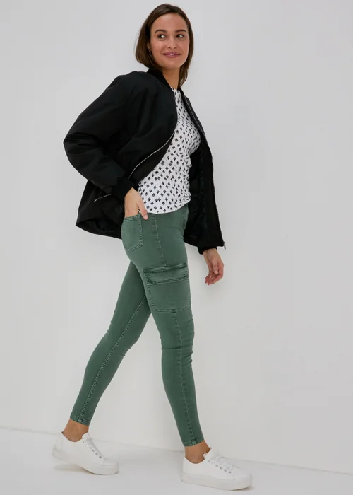 Khaki Skinny Cargo Jeans - 8 Image 4