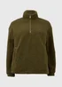 Khaki Half Zip Borg Pullover - S Image 5