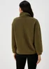 Khaki Half Zip Borg Pullover - S Image 2