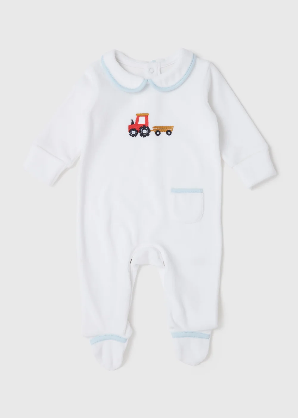 Baby Blue Smart Velour Sleepsuit (Tiny Baby-12mths) - Tiny Baby Image 1