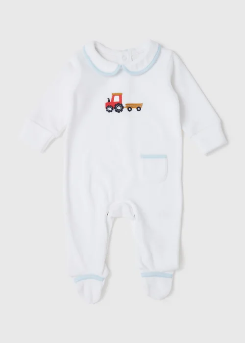 Baby Blue Smart Velour Sleepsuit (Tiny Baby-12mths) - Tiny Baby Image 1