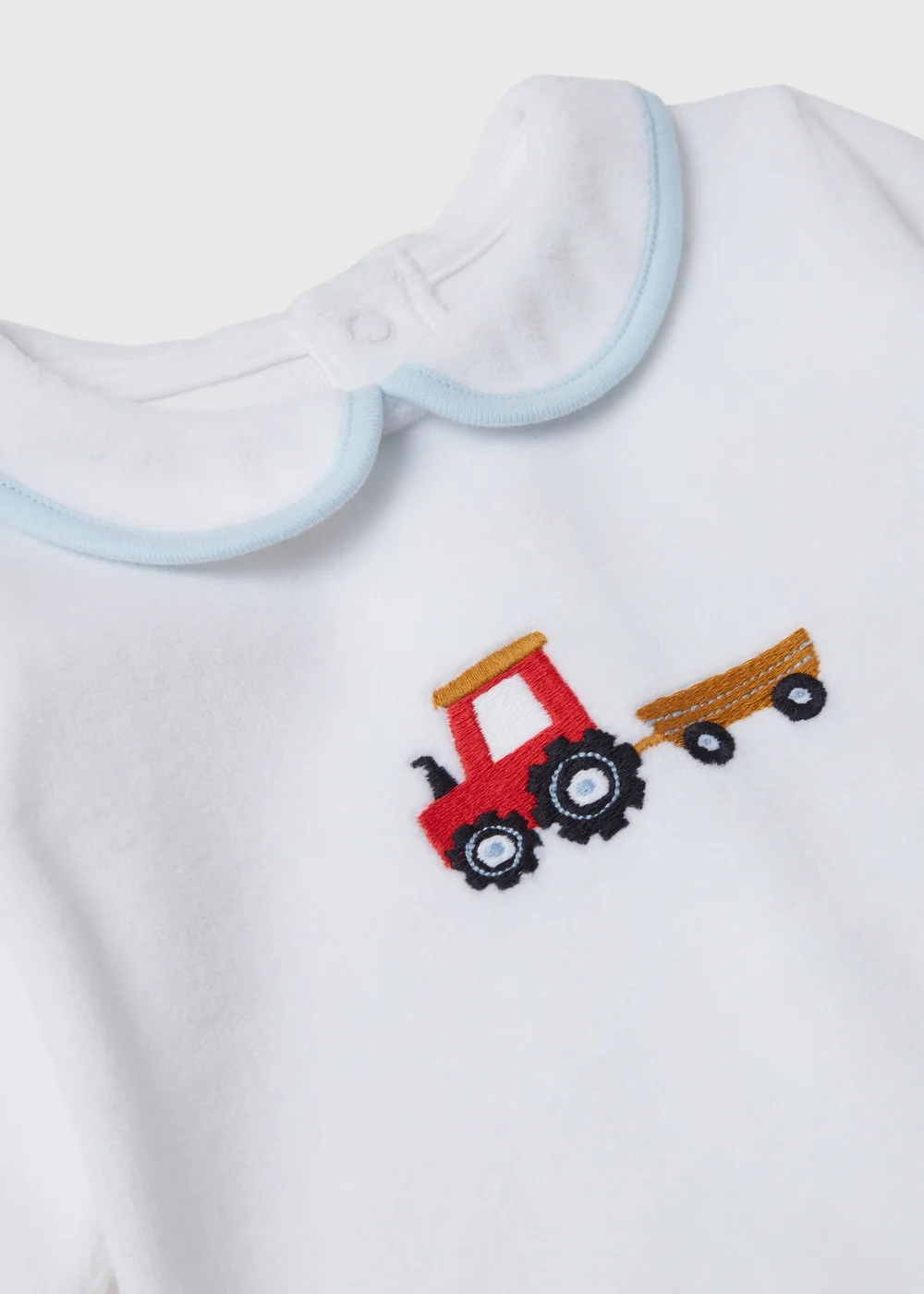 Baby Blue Smart Velour Sleepsuit (Tiny Baby-12mths) - Tiny Baby Image 2