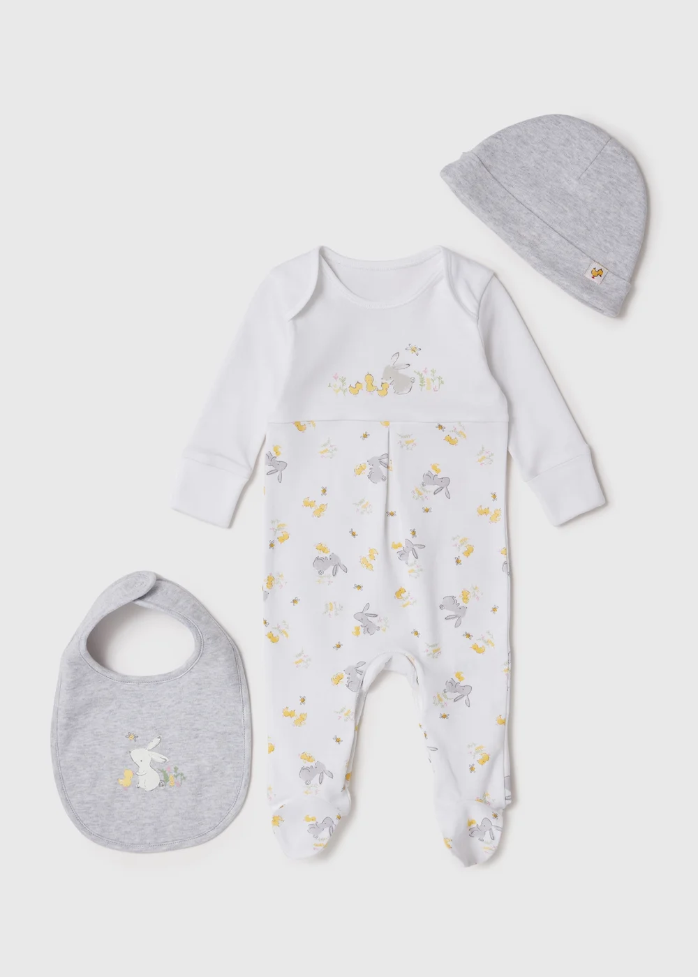 Baby 3 Piece White Bunny Print Set (Newborn-18mths) - Newborn Image 1