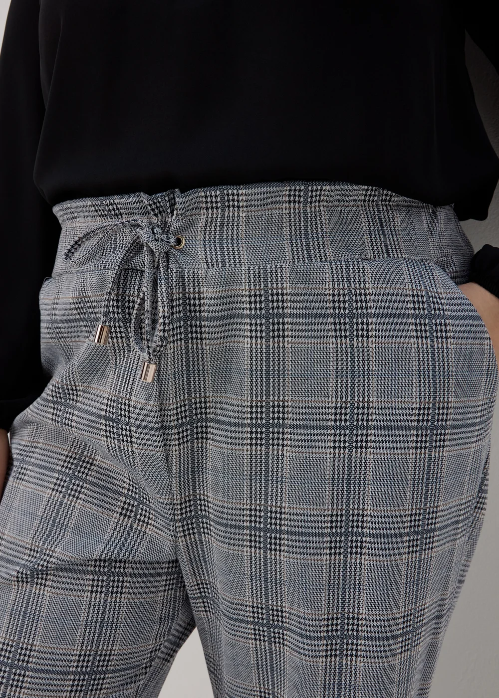 Et Vous Grey Check Tapered Joggers - 8 Image 5