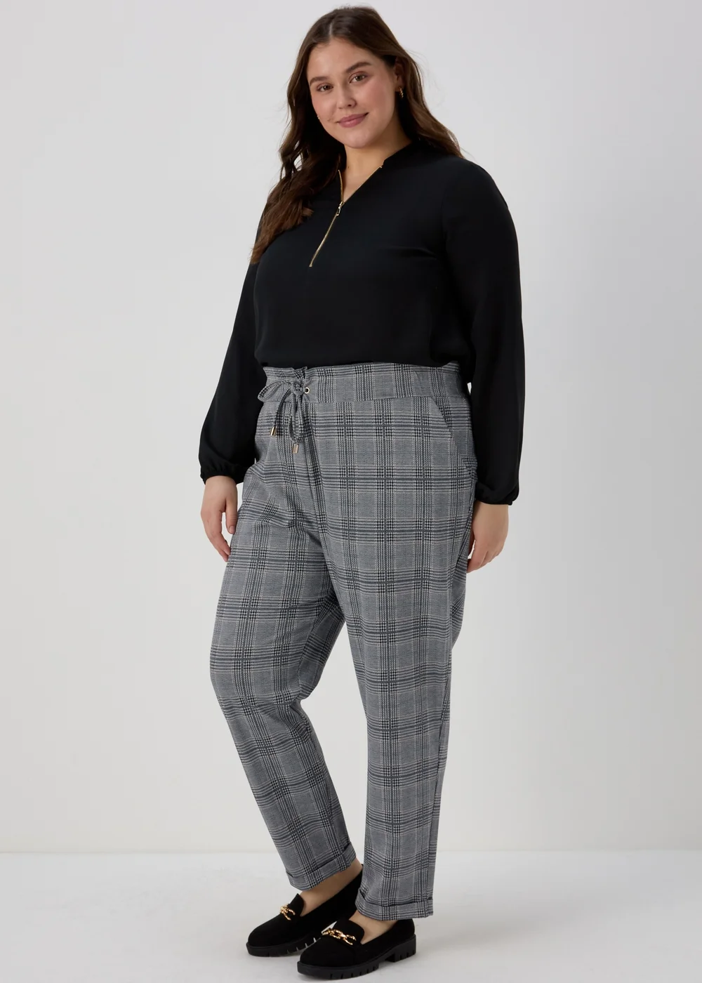Et Vous Grey Check Tapered Joggers - 8 Image 1