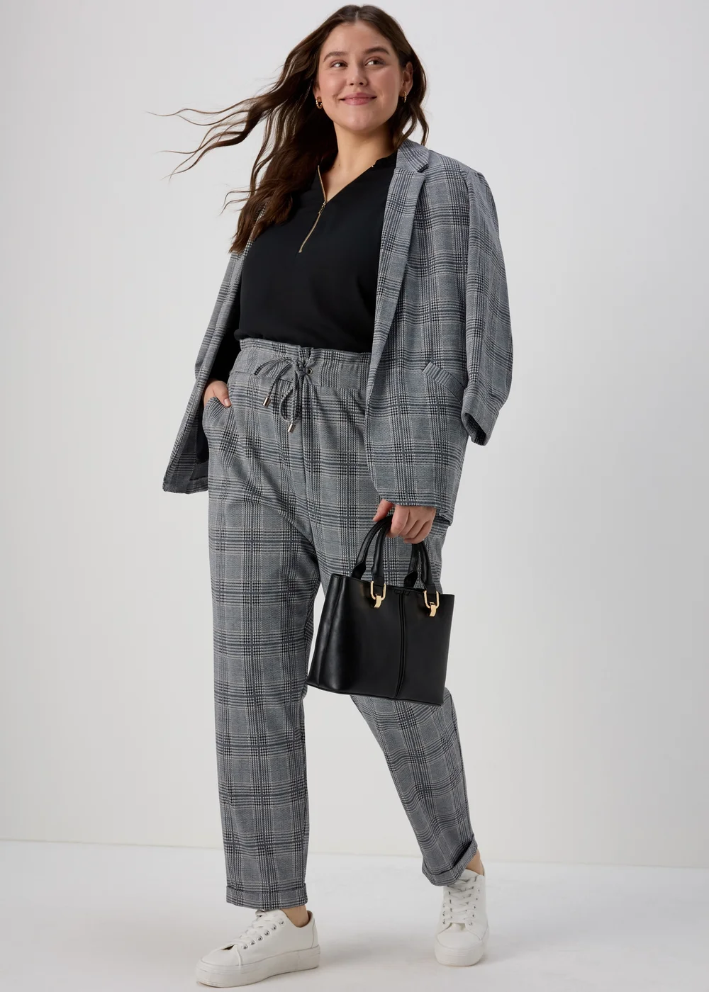 Et Vous Grey Check Tapered Joggers - 8 Image 7