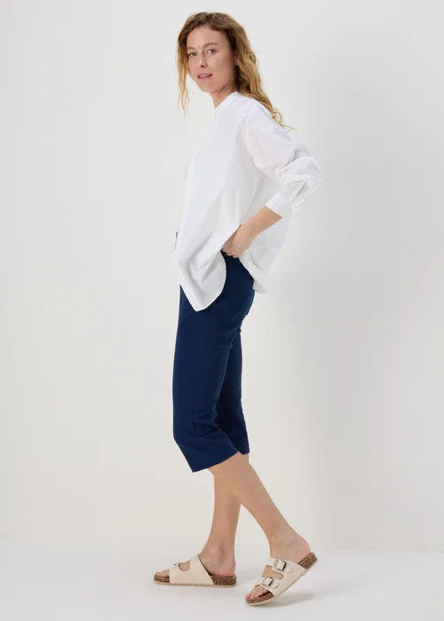 Navy Bengaline Cropped Trousers - 8 Image 4
