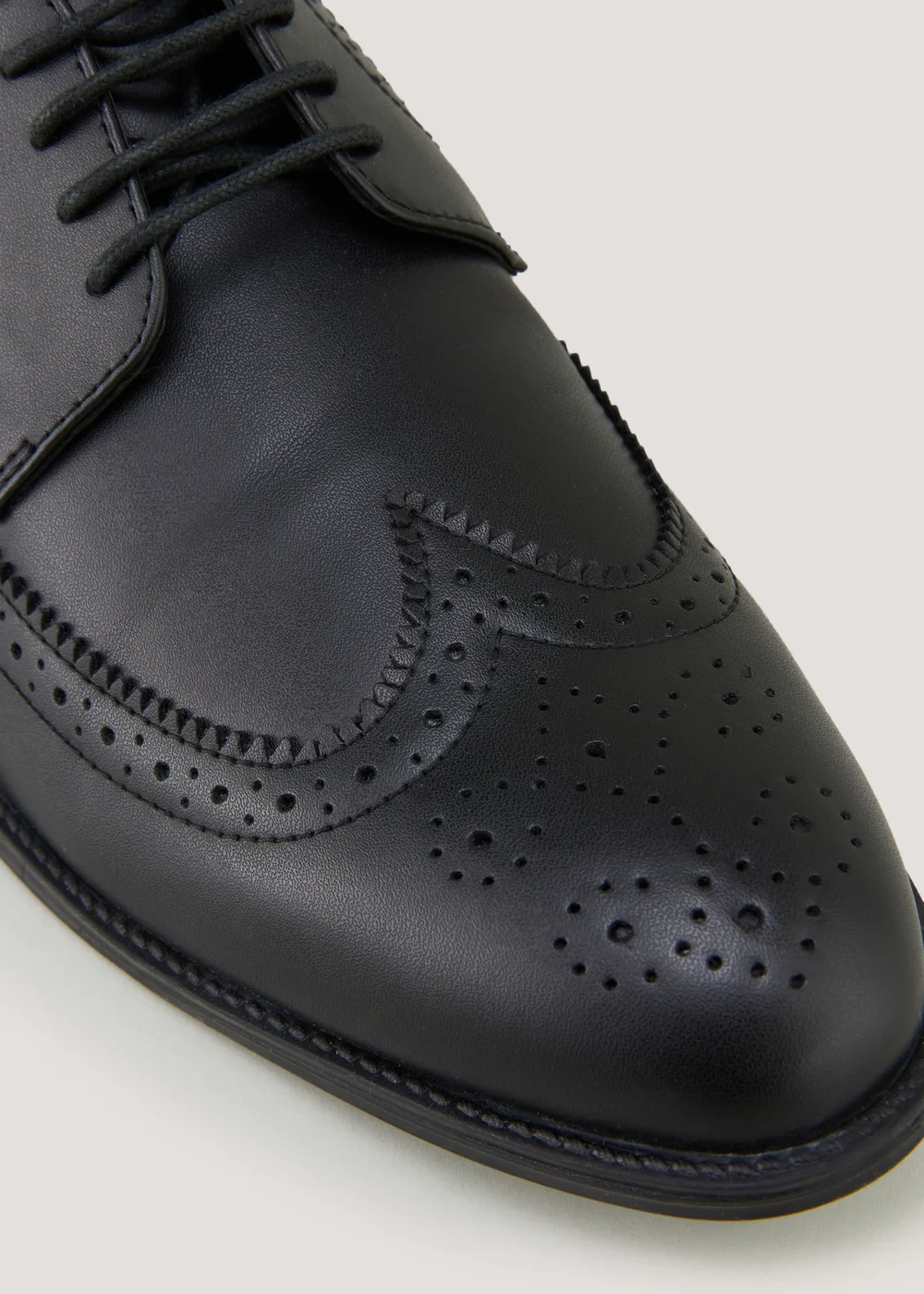 Black PU Brogue Wide Fit Formal Shoes - Size 6 Image 2