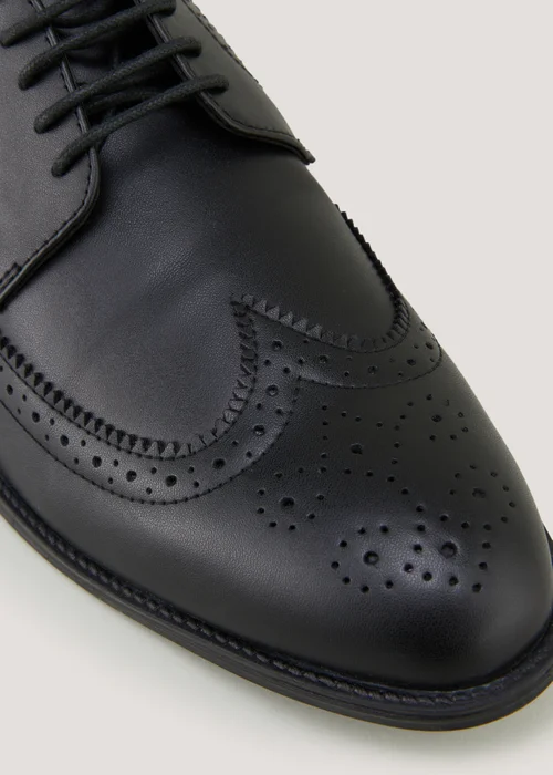 Black PU Brogue Wide Fit Formal Shoes - Size 6 Image 2