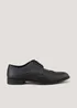 Black PU Brogue Wide Fit Formal Shoes - Size 6 Image 1