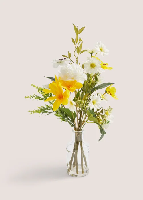 Mixed Flowers in Glass Vase (38cm x 23cm x 22cm) Image 1