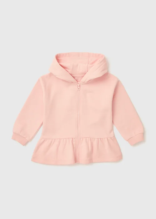 Girls Pink Heart Zip Up Hoodie (1-7yrs) - 1-1.5 Yrs Image 1