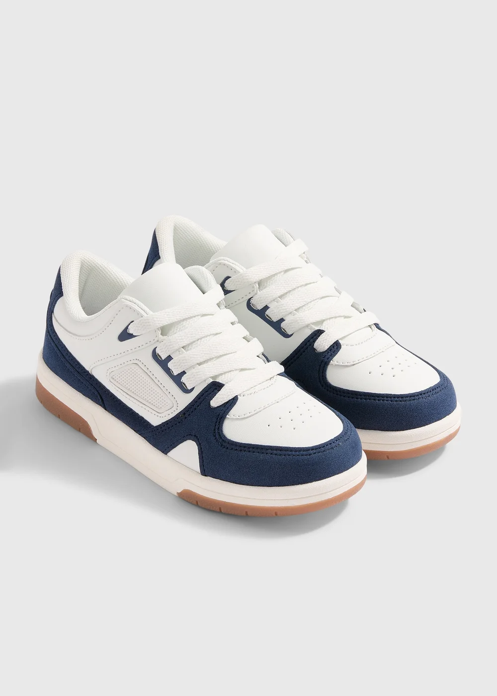 Boys White & Blue Trainers (Younger 10- Older 6) - Size 3 Image 1