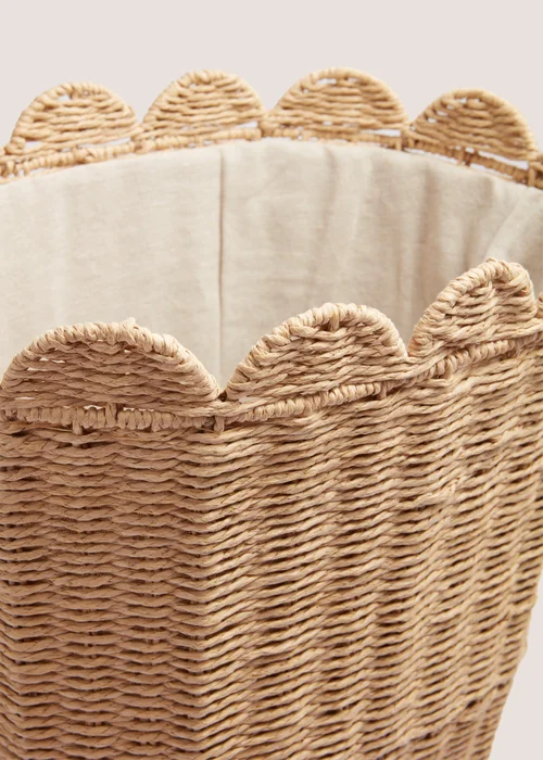 Oval Scallop Edge Woven Laundry Basket Image 2