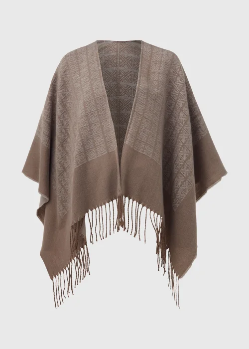 Taupe Monogram Print Shawl - One Size Image 4