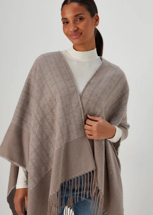 Taupe Monogram Print Shawl - One Size Image 3