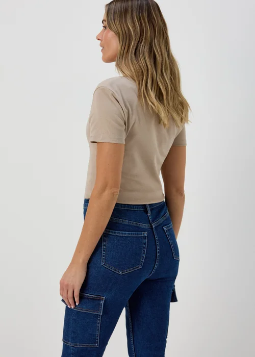Beige Short Sleeve Fitted T-Shirt - 8 Image 2