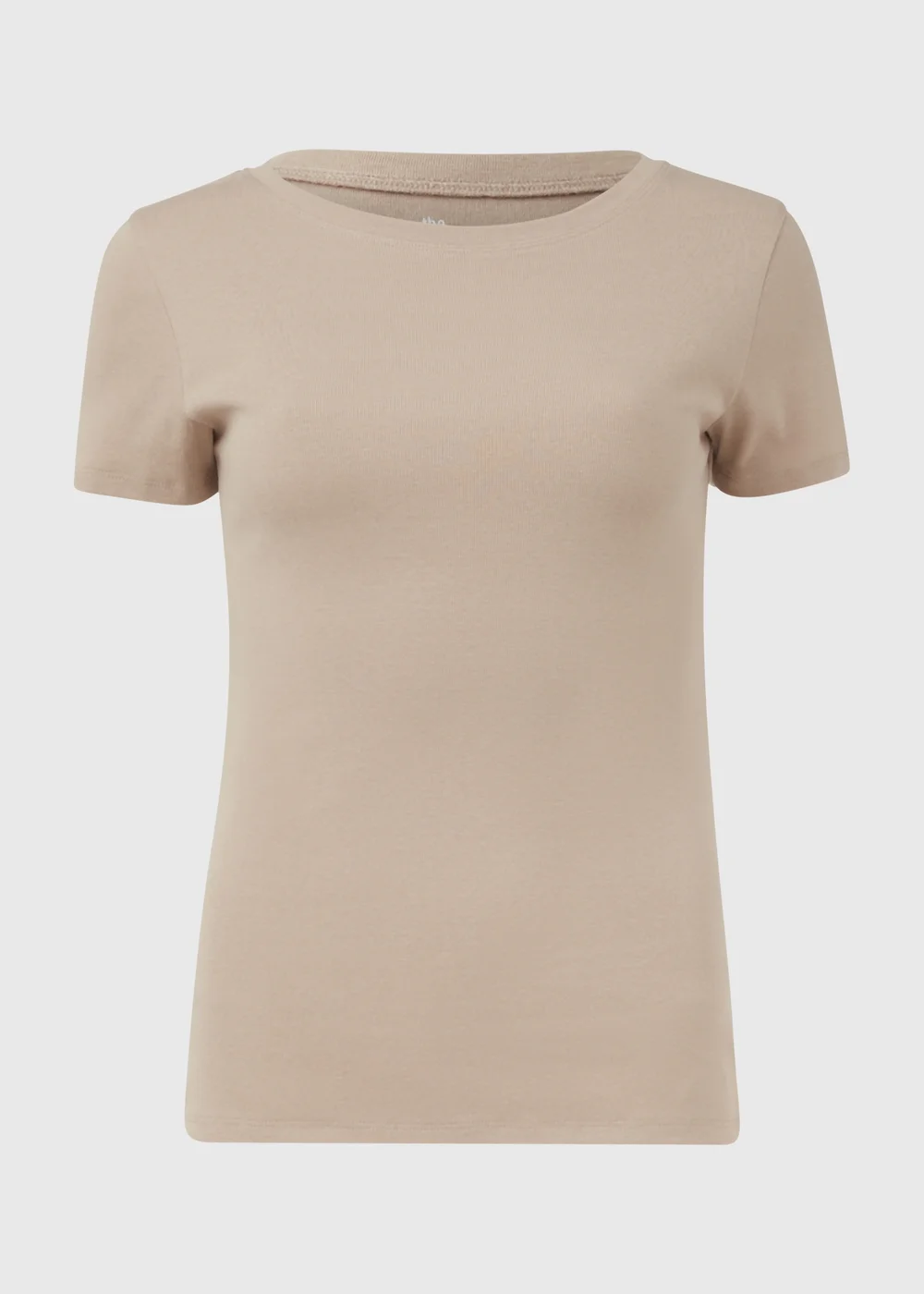 Beige Short Sleeve Fitted T-Shirt - 8 Image 5