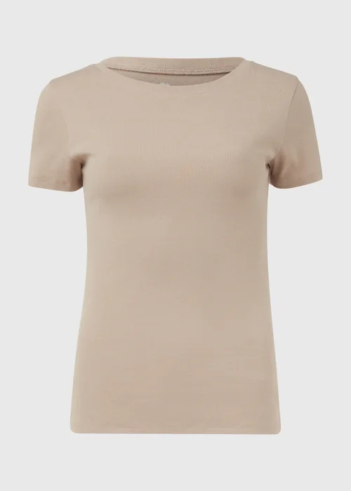 Beige Short Sleeve Fitted T-Shirt - 8 Image 5