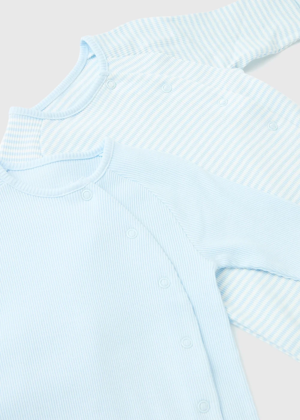 Baby 2 Pack Blue Layette Ribbed Sleepsuit (Newborn-12mths) - Newborn Image 2