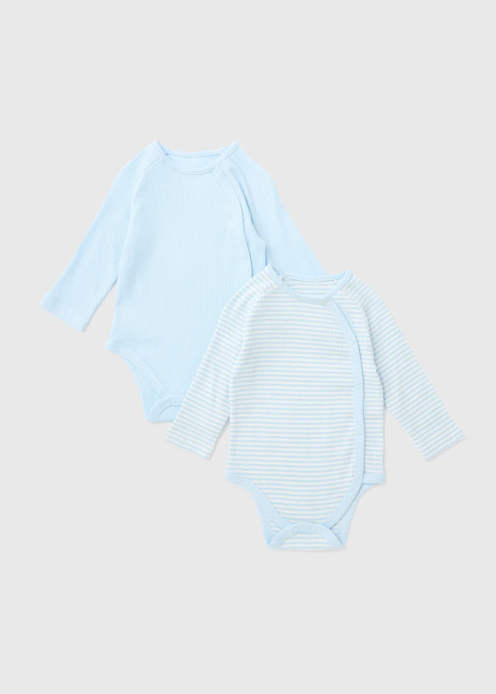 Baby 2 Pack Blue Layette Ribbed Bodysuits (Tiny Baby-18mths) - 0-3 months Image 1