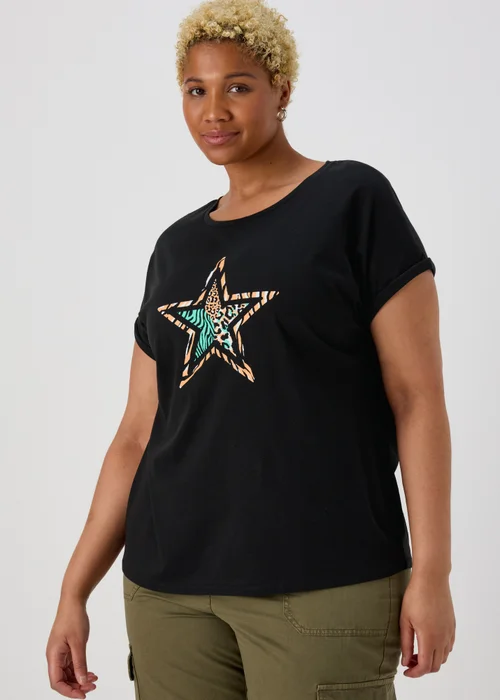 Black Leopard Star T-Shirt - S Image 1