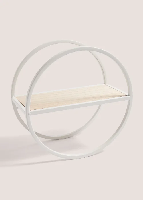 Small White Round Metal Shelf (30cm x 30cm x 15cm) Image 1