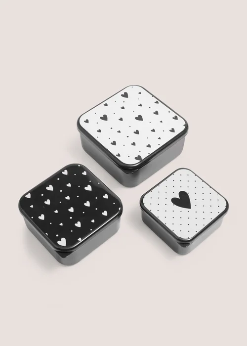 3 Pack White Heart Snack Pots Image 1